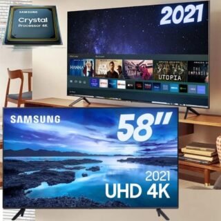 [PONTO] Smart TV Samsung 58″ UHD Processador Crystal 4K 58AU7700 Tela Sem Limites Visual Livre de Cabos