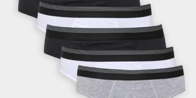 [MAGAZINE] Kit Cueca Slip UNW Elástico Listras 6 Peças