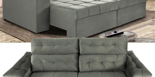 [EXTRA] Sofá New Itália 2,72 Mts Retrátil e Reclinável Tecido Suede – Cama InBox