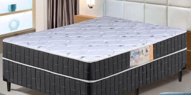 [CASASBAHIA] Cama Box Casal Conjugado Granada Umaflex Preto / Branco Flor