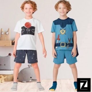 [ZATTINI] (CAMISETA + BERMUDA) Pijama Curto Infanto Juvenil Hering Estampado