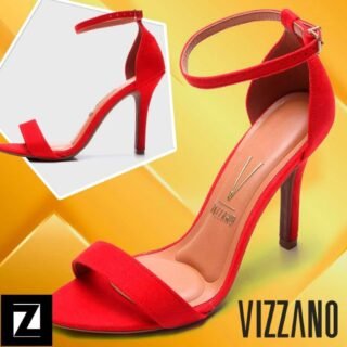[ZATTINI] Sandália VIZZANO Salto Fino Básica Feminina – Vermelho