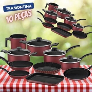 [AMERICANAS] Jogo De Panelas 10 Peças Turim Tramontina Antiaderente Cereja
