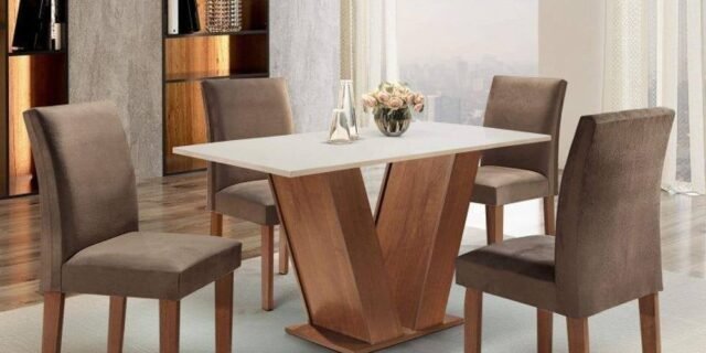 [CASAS BAHIA] Conjunto Sala de Jantar Mesa Tampo MDF 4 Cadeiras