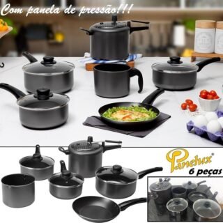 [SHOPTIME] Conjunto De Panelas Antiaderente Panelux Classic 6 Peças Cinza