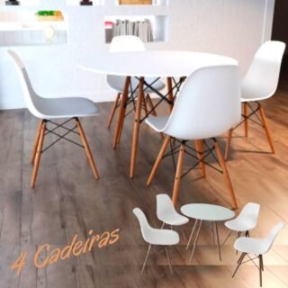 [AMERICANAS] Conjunto Mesa de Jantar 80cm e 4 Cadeiras Eames Branco