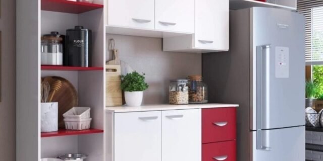 [SHOPTIME] Cozinha Compacta 4 Peças 5 Portas Anabela Yescasa Branco/Vinho