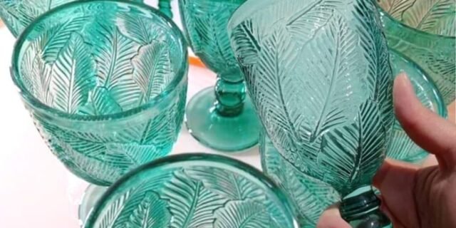 [MAGAZINE] Jogo de Taças para Vinho de Vidro 350ml – 6 Peças Casambiente Folhas