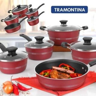 [EXTRA] Jogo De Panelas Tramontina Sicília Vermelho 5 Peças