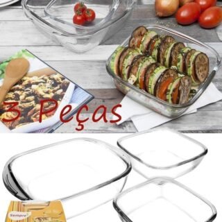 [MAGAZINE] Conjunto de Assadeiras de Vidro Sempre – Quadrado 3 Peças