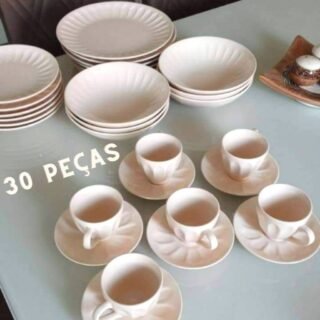 [MAGAZINE] Aparelho de Jantar Chá 30 Peças Haus Cerâmica – Creme Redondo Decorato