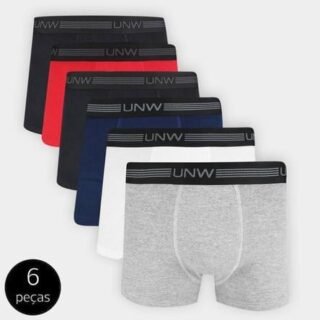 [MAGAZINE] Kit de Cuecas Boxer UNW Elástico 6 Peças