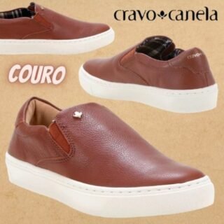 [ZATTINI] Slip On Cravo & Canela Básico Feminino – Marrom Claro