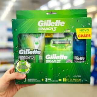[MAGAZINE] Kit Aparelho de Barbear Gillette Mach3 Acqua-Grip – Sensitive 2 Cargas Gel Mach3 Complete Defense 72ml ou Kit de Barbear Gillette – Mach3 Aqua-Grip
