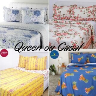 [SHOPTIME] Jogo De Cama Queen Percal 180 Fios 4 Peças – Casa & Conforto ou Colcha Casal Boutis com 2 Porta Travesseiros – Casa & Conforto