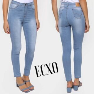 [ZATTINI] Calça Jeans Skinny Exco Cintura Média Feminina – Azul Claro