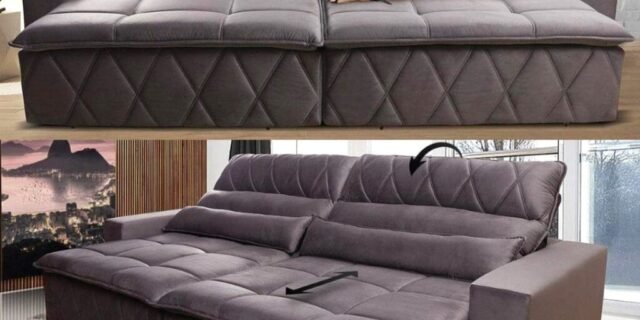 [CASAS BAHIA] Sofá Retrátil/Reclinável Amsterdam 2,50m Suede Velut Cinza c/ Molas no Assento – King House