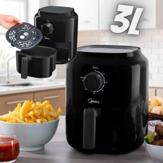 [CASASBAHIA] Fritadeira Sem Óleo Air Fryer Midea MiniFry FRA30P1 3L – Preta