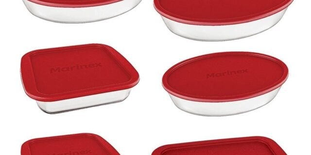 [PONTO] Conjunto Assadeira Marinex 1576 com Tampa Vermelha 6 Peças