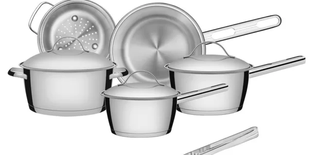 [CASASBAHIA] Jogo De Panelas Tramontina Aço Inox Allegra 5 Peças Fundo Triplo + Pegador