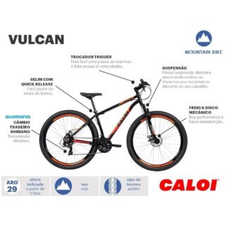 [AMERICANAS] Bicicleta Caloi Vulcan Masculino 21v Aro 29 Preto