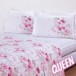 [SHOPTIME] Jogo de Cama Queen Ana 4 Peças Percal 180 Fios Rosa – Casa & Conforto