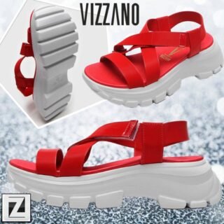 [ZATTINI] Sandália VIZZANO Papete Tratorada Feminina – Vermelho