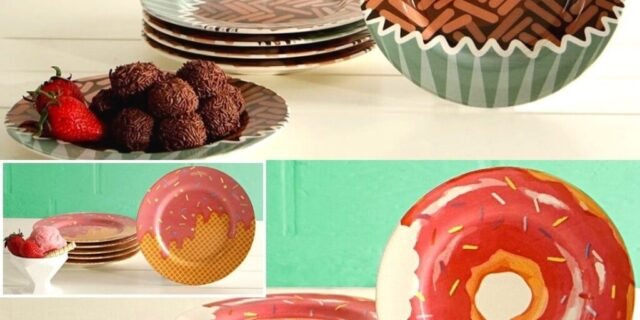 [SHOPTIME] Jogo de Prato de Sobremesa 6 Peças / Donuts / Brigadeiro/ Sorvete – La Cuisine