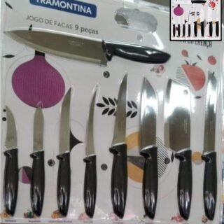 [SHOPTIME] Jogo de Facas Inox 9 Peças Plenus Preto Tramontina