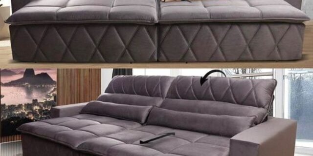 [CASASBAHIA] Sofá Retrátil/Reclinável Islândia 2,50m Suede Velut Bege c/ Molas no Assento – King House