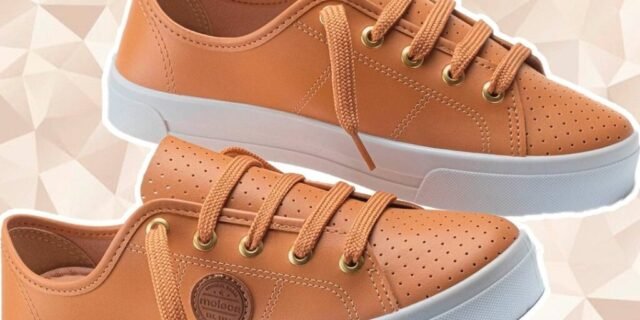 [ZATTINI] Tênis MOLECA Perfuros Feminino – Areia