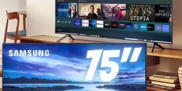 [EXTRA] Smart TV 75″ UHD 4K Samsung 75AU7700, Processador Crystal 4K, Tela sem limites, Visual Livre de Cabos, Alexa built in, Controle Único