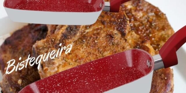 [SHOPTIME] Bistequeira sem tampa Power Taste 24 cm Cinza e Vermelha – La Cuisine