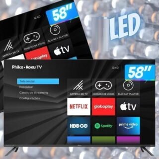 [AMERICANAS] Smart TV Roku 58″ Philco Led UHD 4K PTV58G70RCBL Wi-Fi 4 HDMI 2 USB e Midiacast