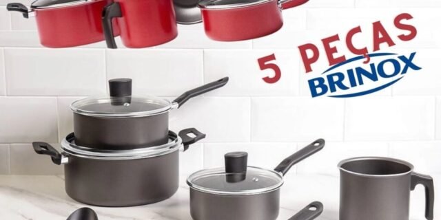 [SHOPTIME] Jogo de Panelas Antiaderente 5 peças – La Cuisine By Brinox