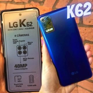[FASTSHOP] Smartphone LG K62 Azul, com Tela de 6,59″, 4G, 64GB e Câmera Quádrupla de 48MP+5MP+2MP+2MP – LMK520BMW