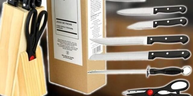 [SHOPTIME] Jogo de Facas com Cepo e Tesoura 8 peças – Basic+