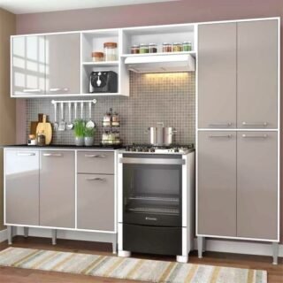 [MAGAZINE] Cozinha Completa Compacta Xangai Plus Multimóveis Branco/Fumê