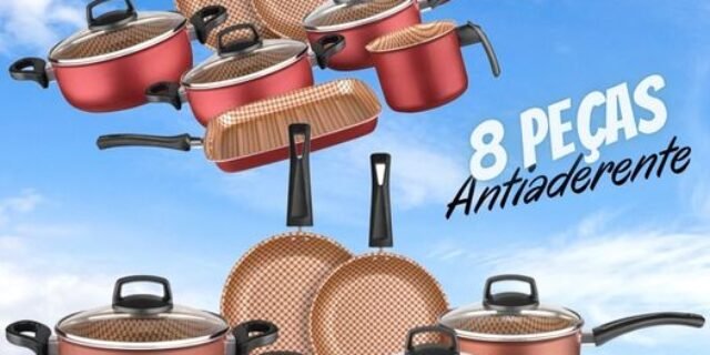 [AMERICANAS] Jogo de Panelas 8 Peças Antiaderente Trevalla Flora