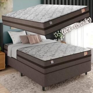 [MAGAZINE] Cama Box Casal (Box + Colchão) Plumatex Mola – 62cm de Altura