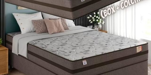 [MAGAZINE] Cama Box Casal (Box + Colchão) Plumatex Mola – 62cm de Altura
