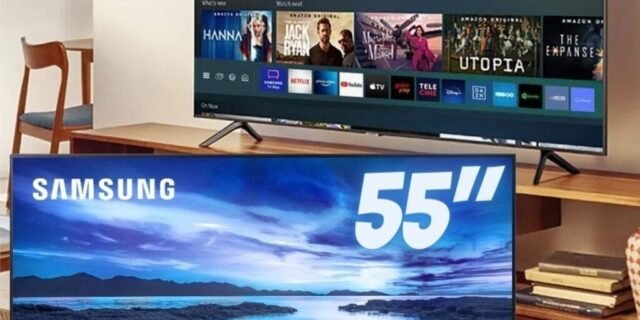 [SHOPTIME] Samsung Smart Tv 55″ Uhd 4k 55au7700, Processador Crystal 4k, Tela Sem Limites, Visual Livre De Cabos, Alexa Built In