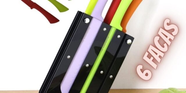 [SHOPTIME] Conjunto de 6 Facas com Cepo Coloridas – La Cuisine