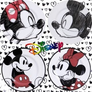 [SHOPTIME] Jogo de Pratos Sobremesa 6 peças / Rasos 6 peças / Jantar 12 peças Mickey e Minnie – La Cuisine + Disney