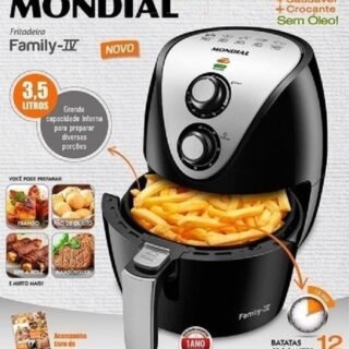 [PONTO] Fritadeira Mondial Sem Óleo Air Fryer Family Preta IV – AF-30i 3,5 Litros