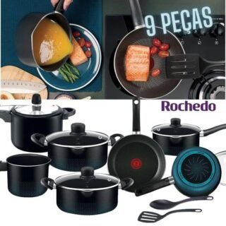 [MAGAZINE] Jogo de Panelas Rochedo Antiaderente de Alumínio – Preto 9 Peças Smart