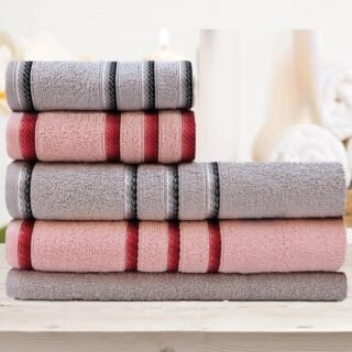 [CASAS BAHIA] Jogo de Toalhas 5 Peças Banhão + Rosto Algodão Appel – Classic Rosa Cinza