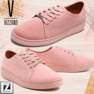 [ZATTINI] Tênis VIZZANO Nobuck Feminino – Rosa Claro