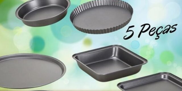 [SHOPTIME] Conjunto de Formas 5 Peças Milano em Aço Carbono – Basic+