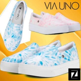 [ZATTINI] Tênis Slip On VIA UNO Tie Dye Feminino